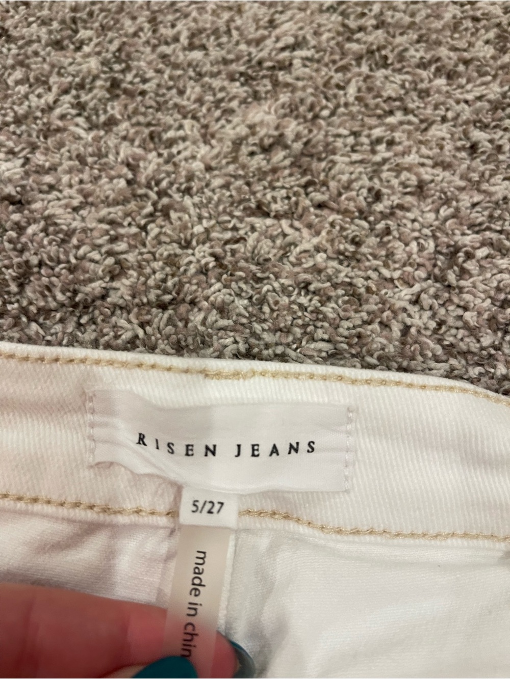 Risen High Rise Wide Leg Jeans - Cream Size 5/27 - Picture 3 of 5